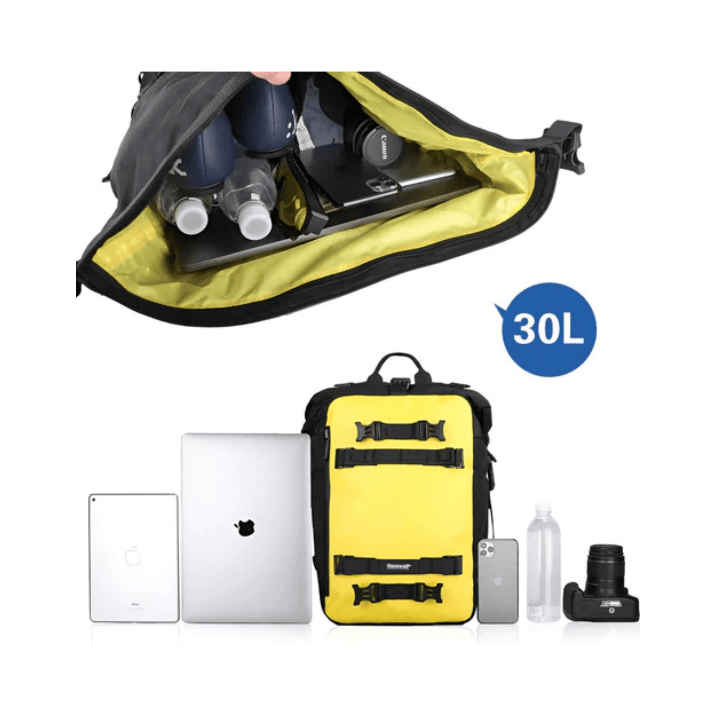 CarryQuest® - Motorfiets Achter Tas 30L Waterdicht - Fietsrugzak Universeel - 30L - Geel