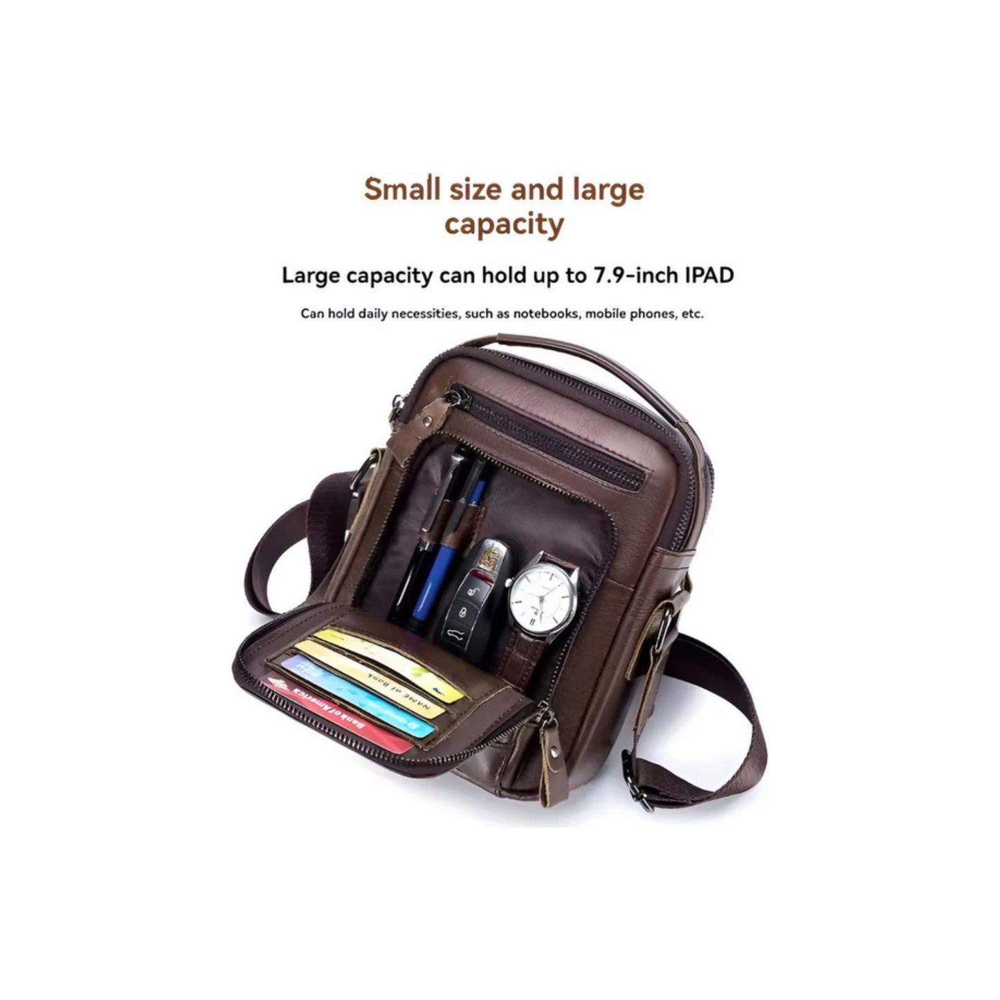 CarryQuest® Multifunctionele Kleine Reistas - Echt Leer - Compact en Stijlvol - KhakiCarryQuestsimple