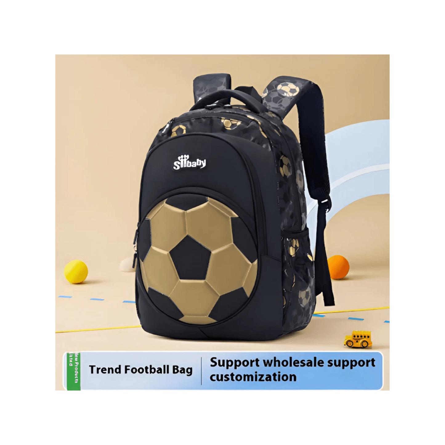 CarryQuest® - Nieuwe Oxford Voetbal Schooltas voor Jongens - Duurzaam - Zwart