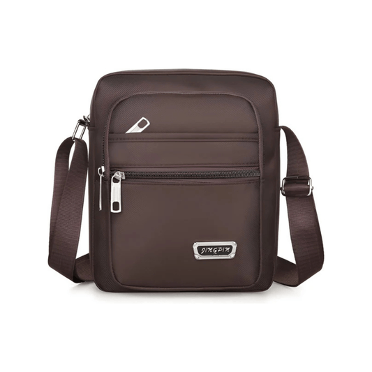CarryQuest® - Nylon Schoudertas Messenger Bag - Rits Handtas - Mannen - Bruin