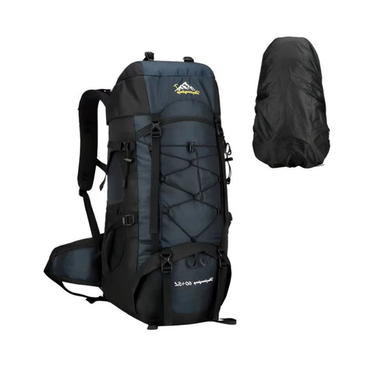 CarryQuest® - Outdoor Bergbeklimming Rugzak 65L - Afneembare Schouderriem + Schoenentas - Wandeltassen - Donker Blauw