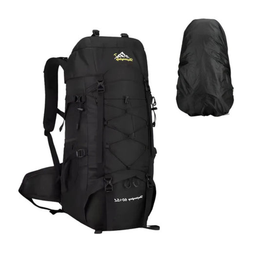CarryQuest® - Outdoor Bergbeklimming Rugzak 65L - Afneembare Schouderriem + Schoenentas - Wandeltassen - Zwart
