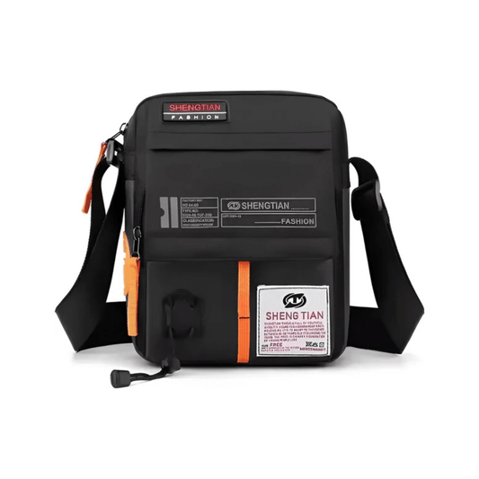 CarryQuest® - Oxford Bags Heren Schoudertas - Zakelijke Tassen voor Mannen - Zwart/Oranje