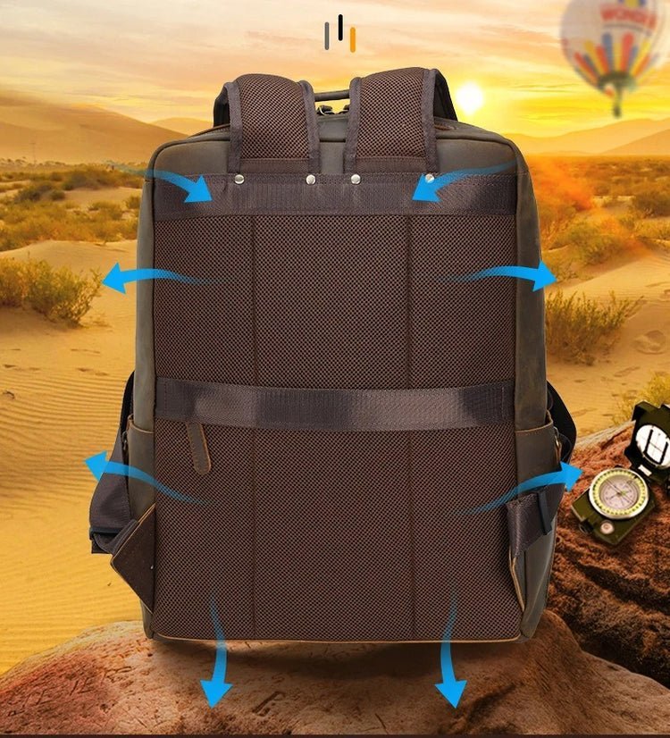 CarryQuest® Platinum Leer Rugzak – 45x36x21 cm – Platinum Leer Rugzak – Perfect voor ReizenCarryQuest®Reis - /Weekendtas03