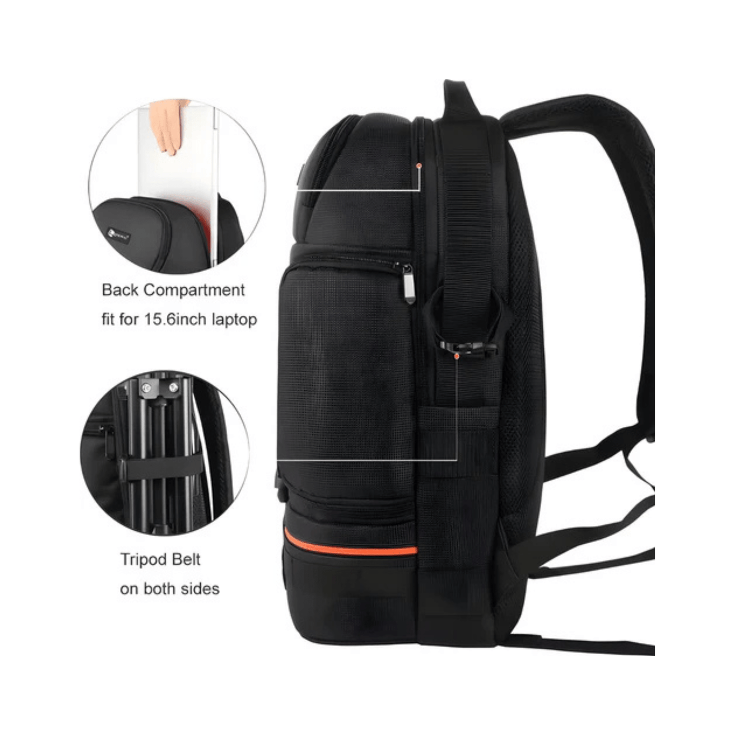 CarryQuest® Professionele Waterdichte Camera Schouders Rugzak - DSLR + 3 Lenzen + 2 Statieven - OranjeCarryQuestsimple