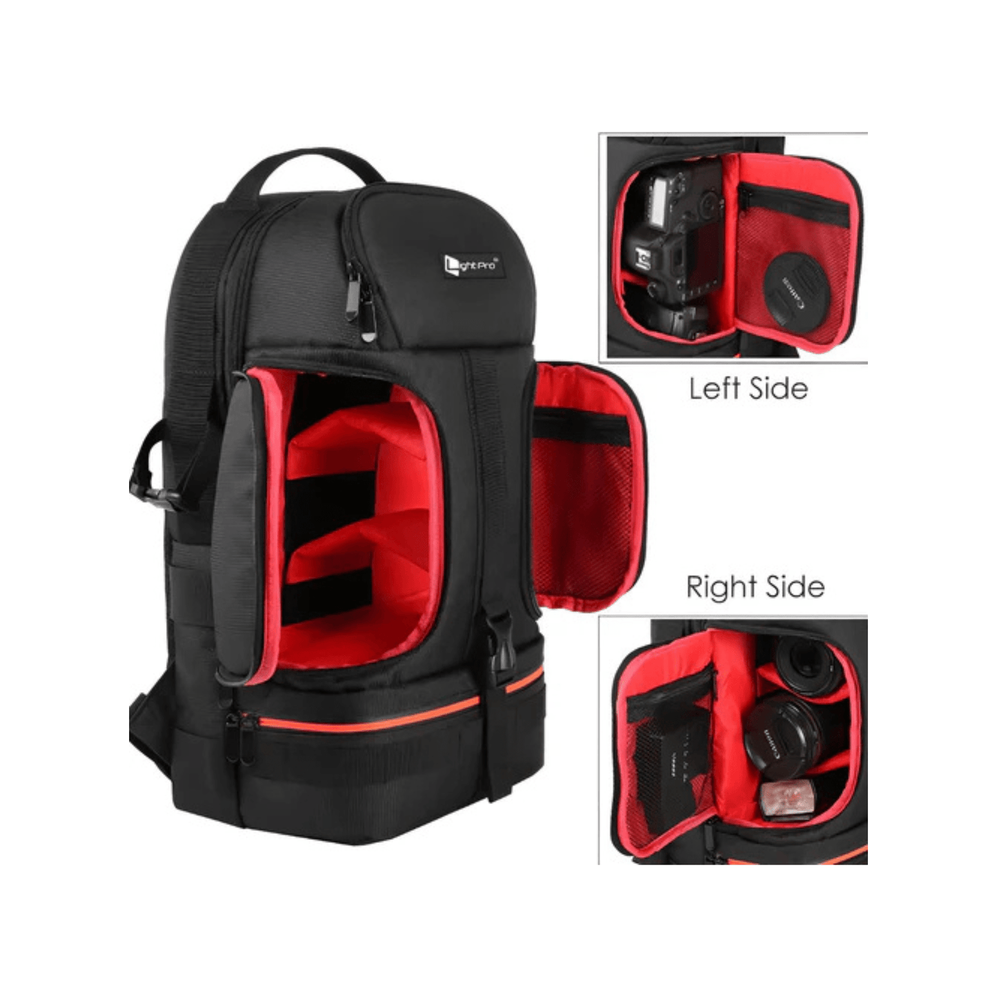 CarryQuest® Professionele Waterdichte Camera Schouders Rugzak - DSLR + 3 Lenzen + 2 Statieven - OranjeCarryQuestsimple