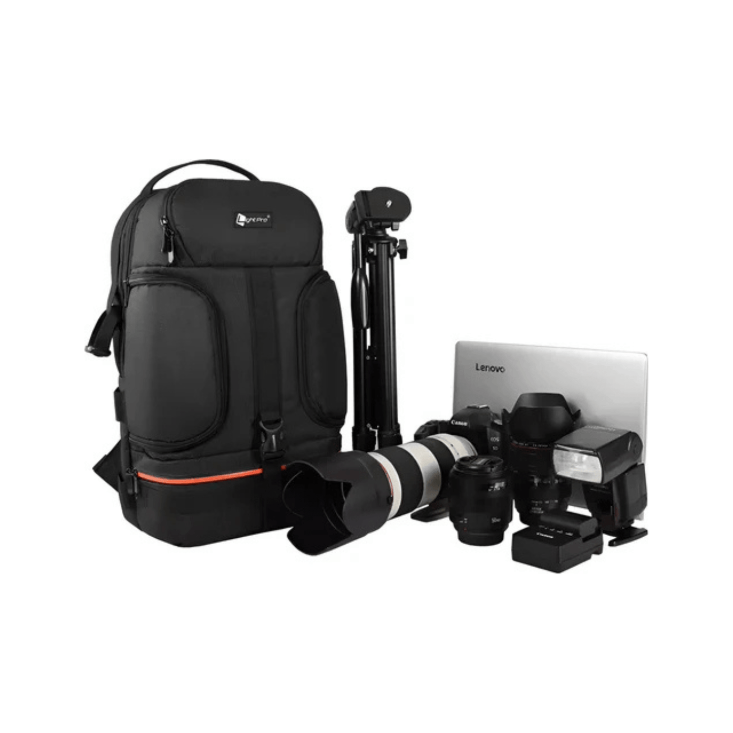 CarryQuest® Professionele Waterdichte Camera Schouders Rugzak - DSLR + 3 Lenzen + 2 Statieven - OranjeCarryQuestsimple