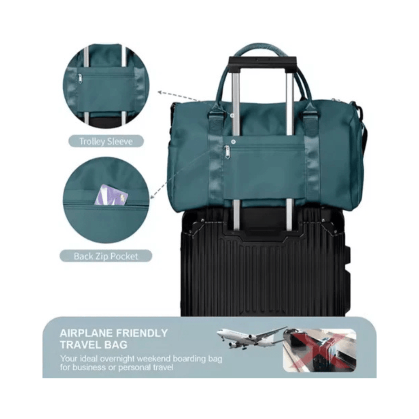 CarryQuest® - Reistassen Handbagage - Weekendtas - Reis - Yoga - Sport - Donker GroenCarryQuestsimple