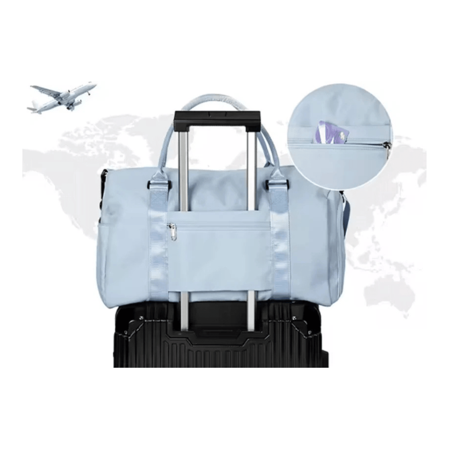 CarryQuest® - Reistassen Handbagage - Weekendtas - Reis - Yoga - Sport - Licht BlauwCarryQuestsimple