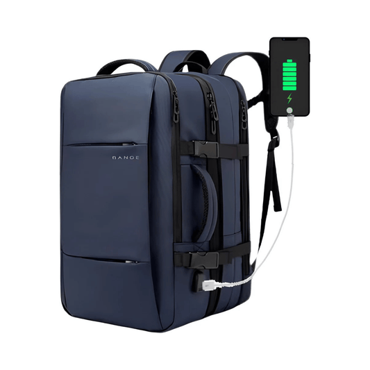 CarryQuest® - Reistrugzak Heren en Dames - 17.3" Laptop - Waterdichte - Capaciteit 45L - USB - Blauw