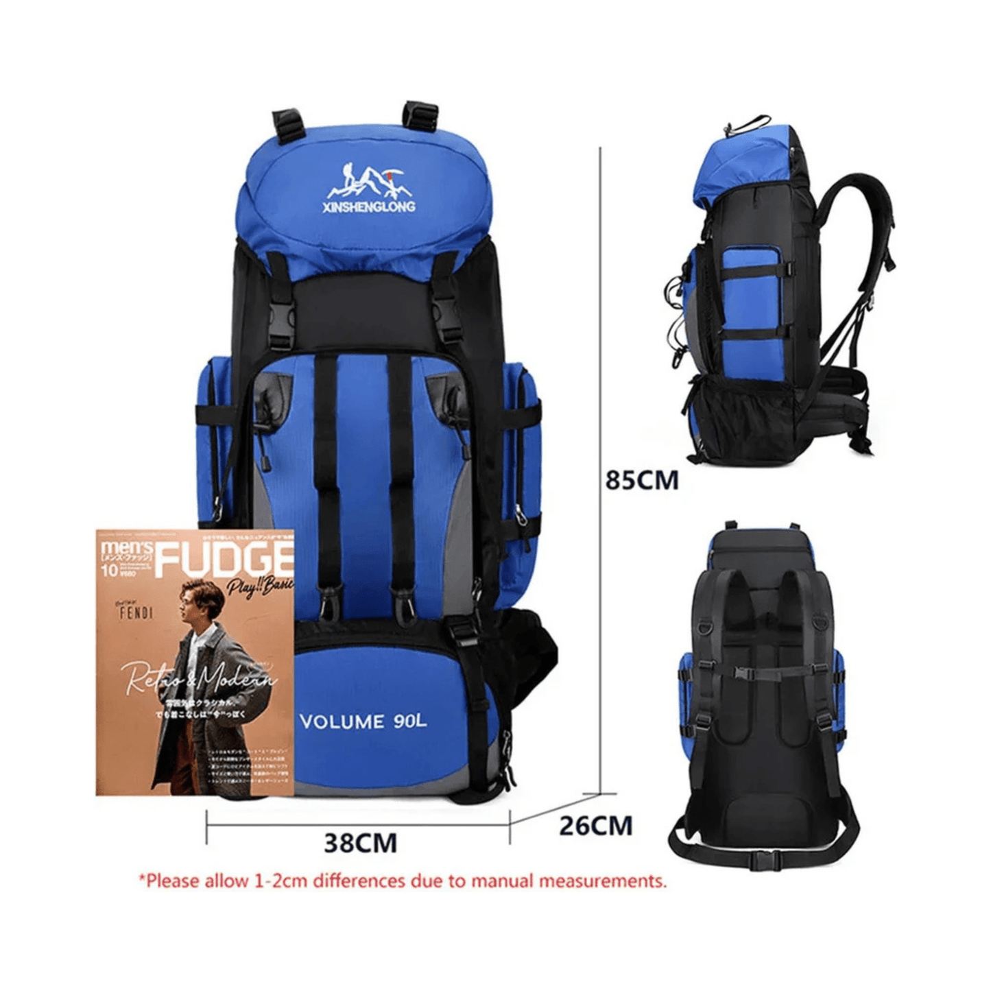 CarryQuest® - Rugzak - Voor - voor Outdoor - 90L - BlauwCarryQuestsimple
