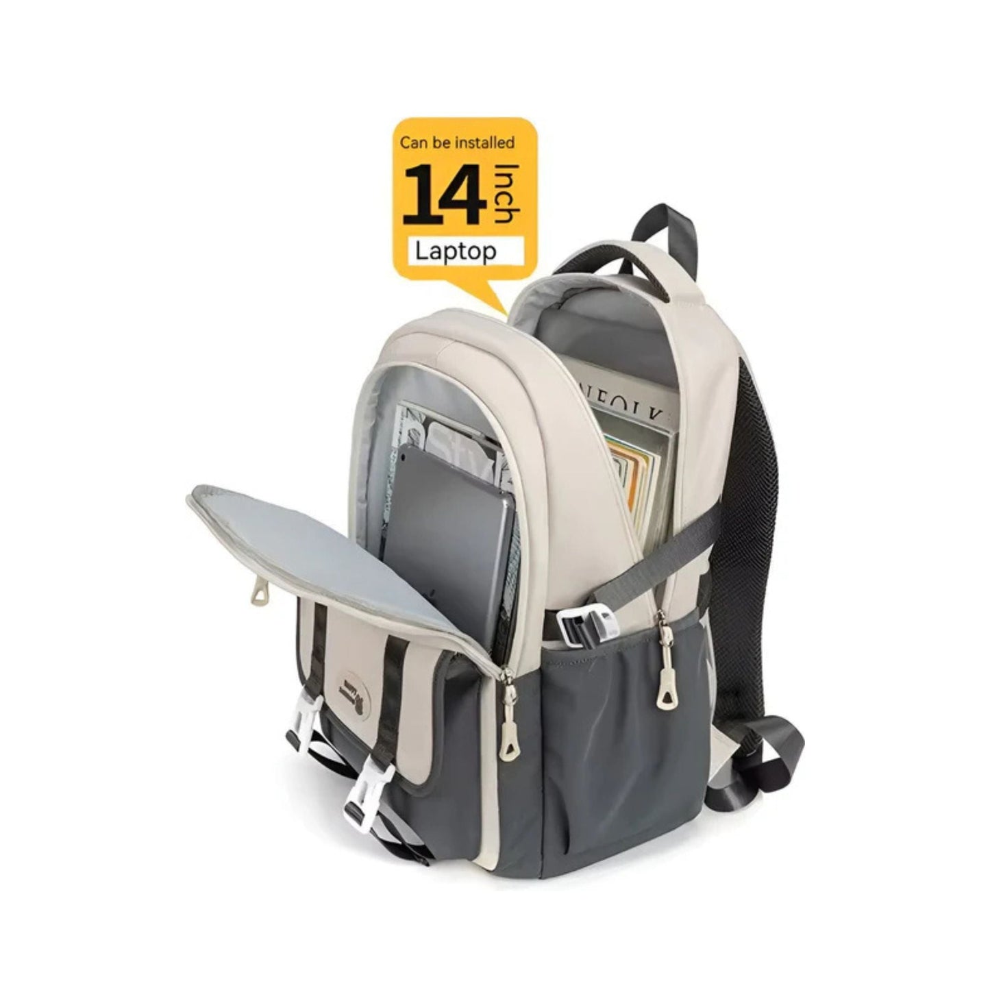 CarryQuest® - Schooltas - Oxford Stof - Basisschool Rugzak - 14 Inch Laptop - Zwart