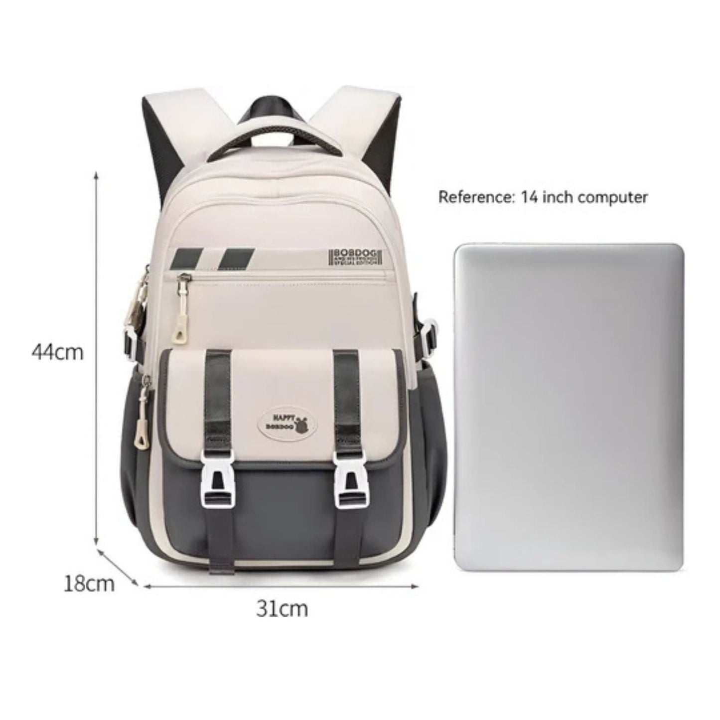 CarryQuest® - Schooltas - Oxford Stof - Basisschool Rugzak - 14 Inch Laptop - Zwart