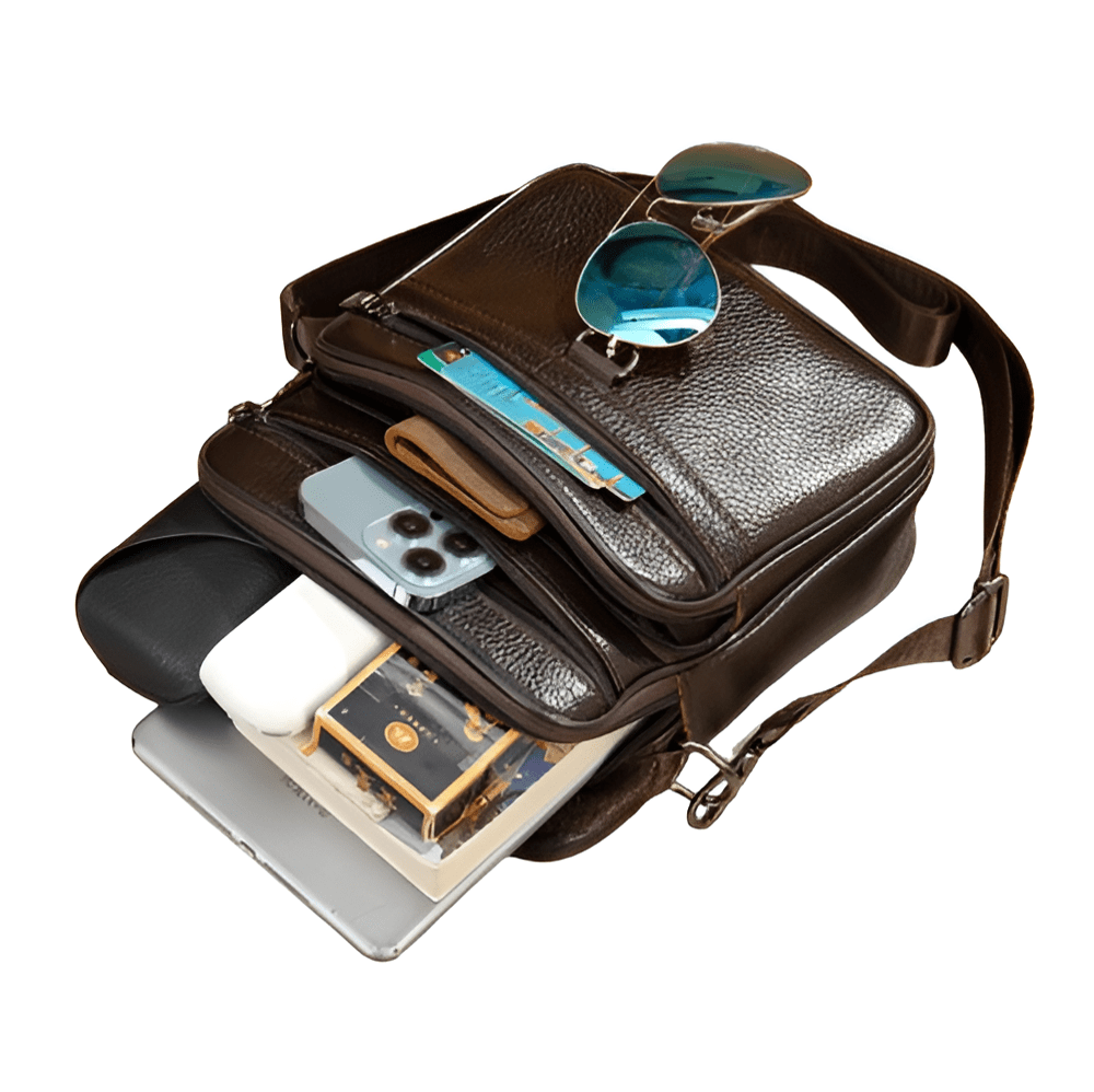 Carryquest® - Schoudertas Heren - Echt Leder - Crossbody Tas - 3 kleurenCarryQuestSchoudertas Heren