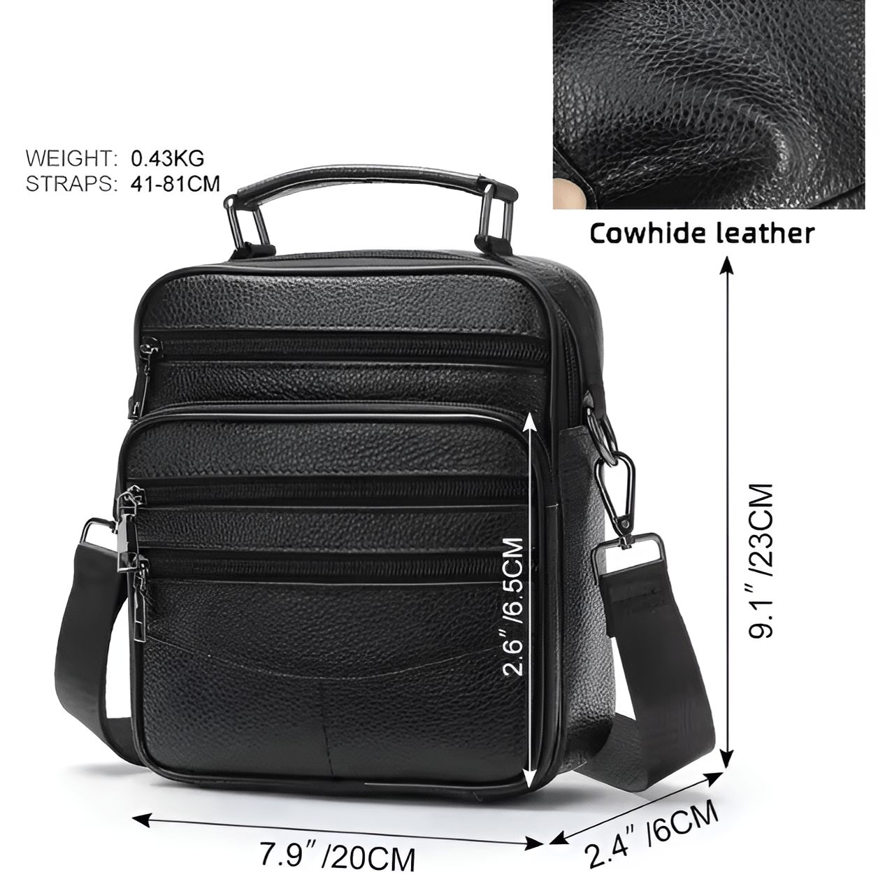 Carryquest® - Schoudertas Heren - Echt Leder - Crossbody Tas - 3 kleurenCarryQuestSchoudertas Heren