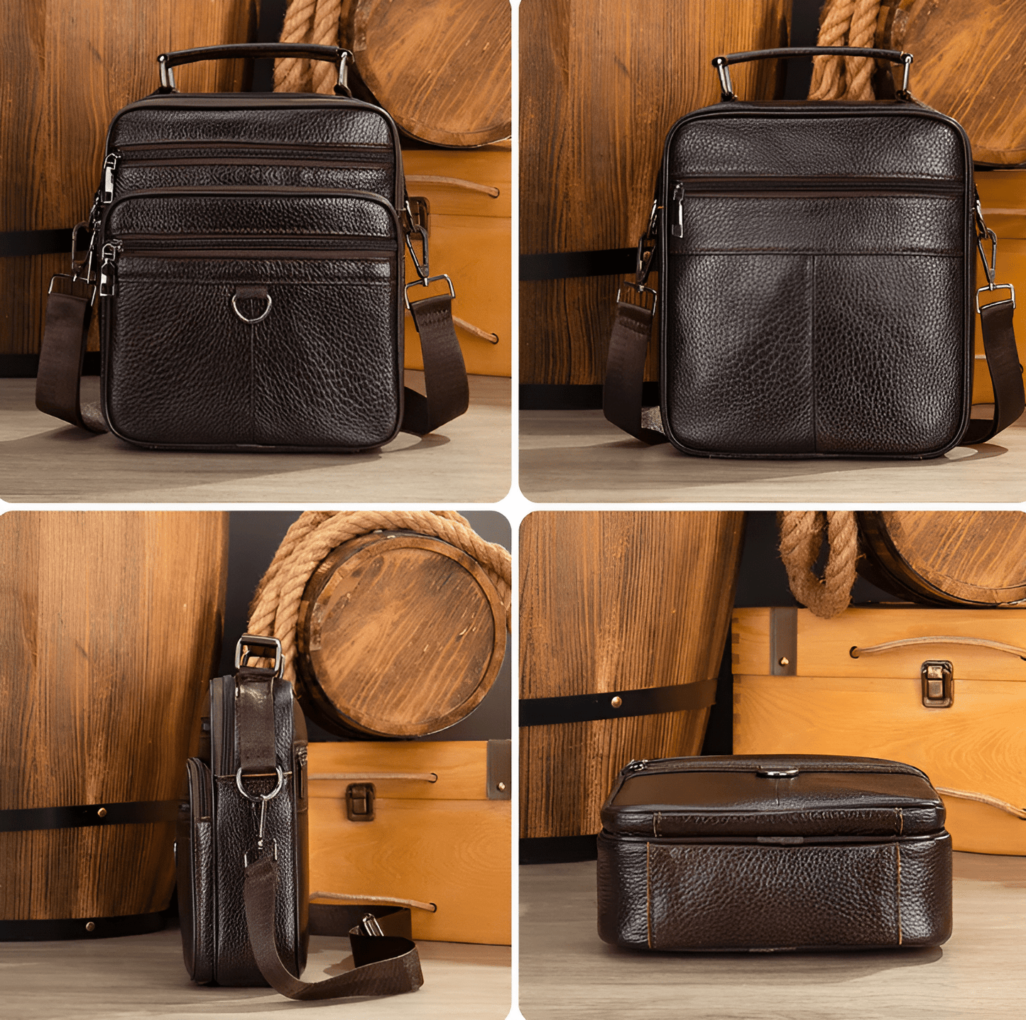 Carryquest® - Schoudertas Heren - Echt Leder - Crossbody Tas - 3 kleurenCarryQuestSchoudertas Heren