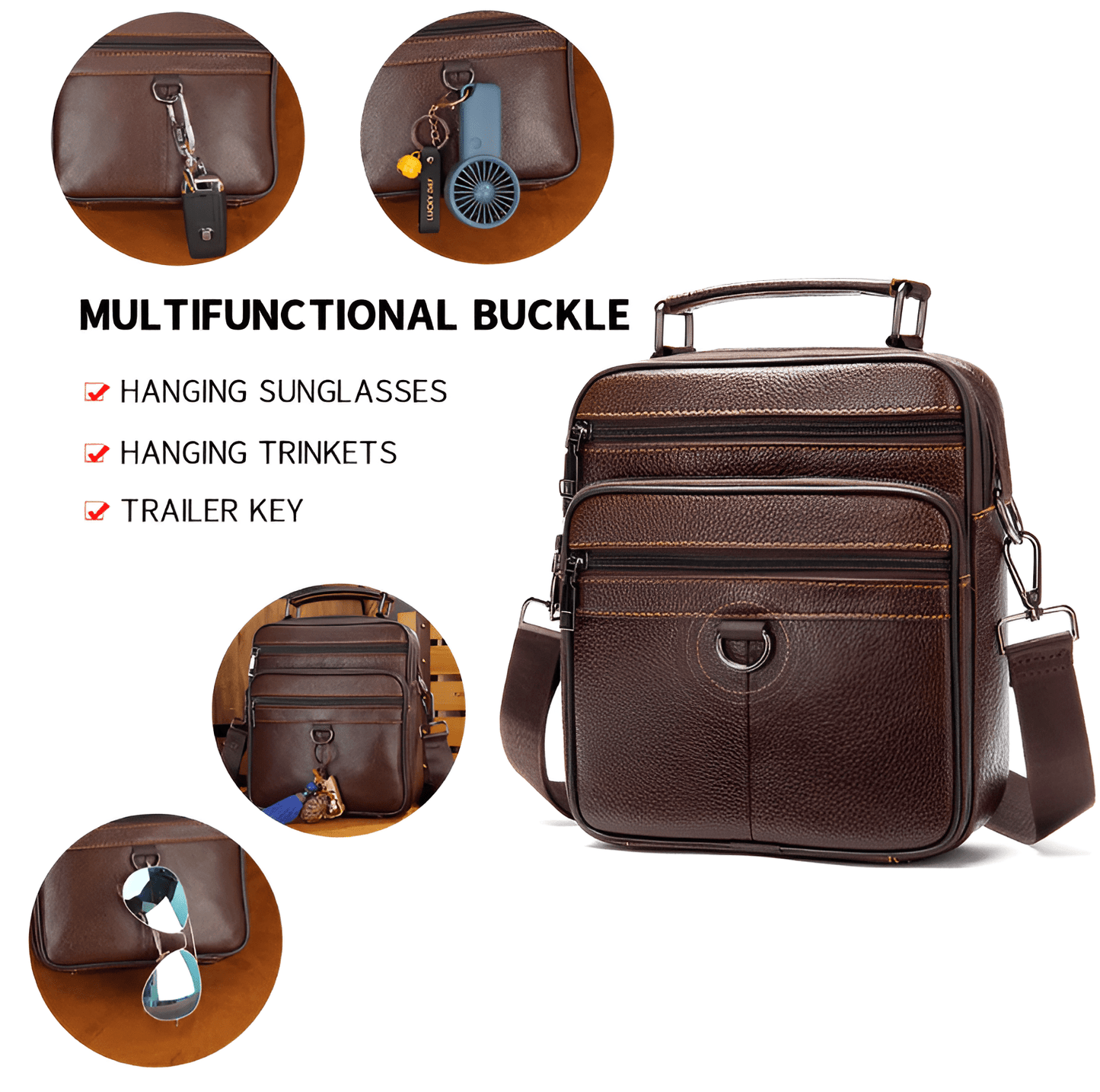 Carryquest® - Schoudertas Heren - Echt Leder - Crossbody Tas - 3 kleurenCarryQuestSchoudertas Heren