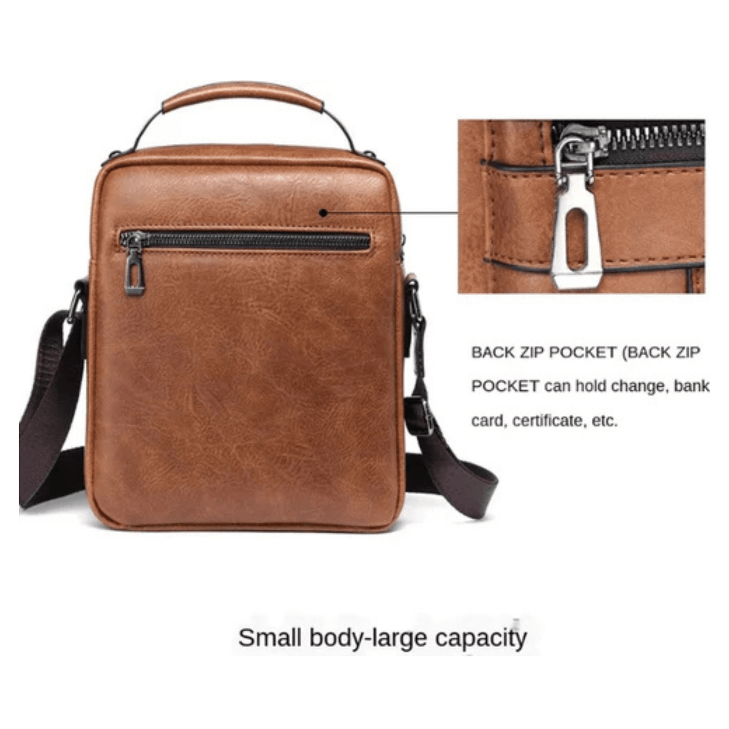 CarryQuest® - Schoudertas - Heren - PU - Leer - Stijlvol - Reizen - Donker Bruin