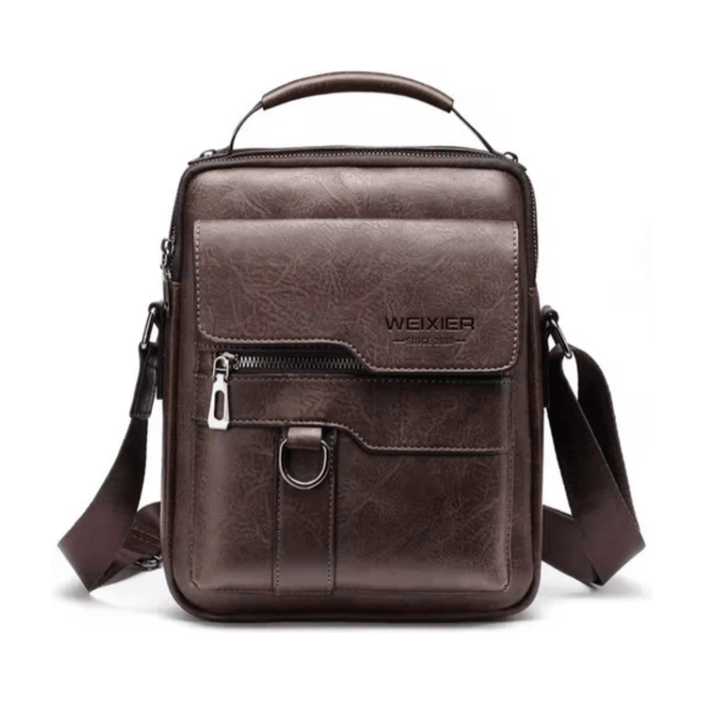 CarryQuest® - Schoudertas - Heren - PU - Leer - Stijlvol - Reizen - Donker Bruin