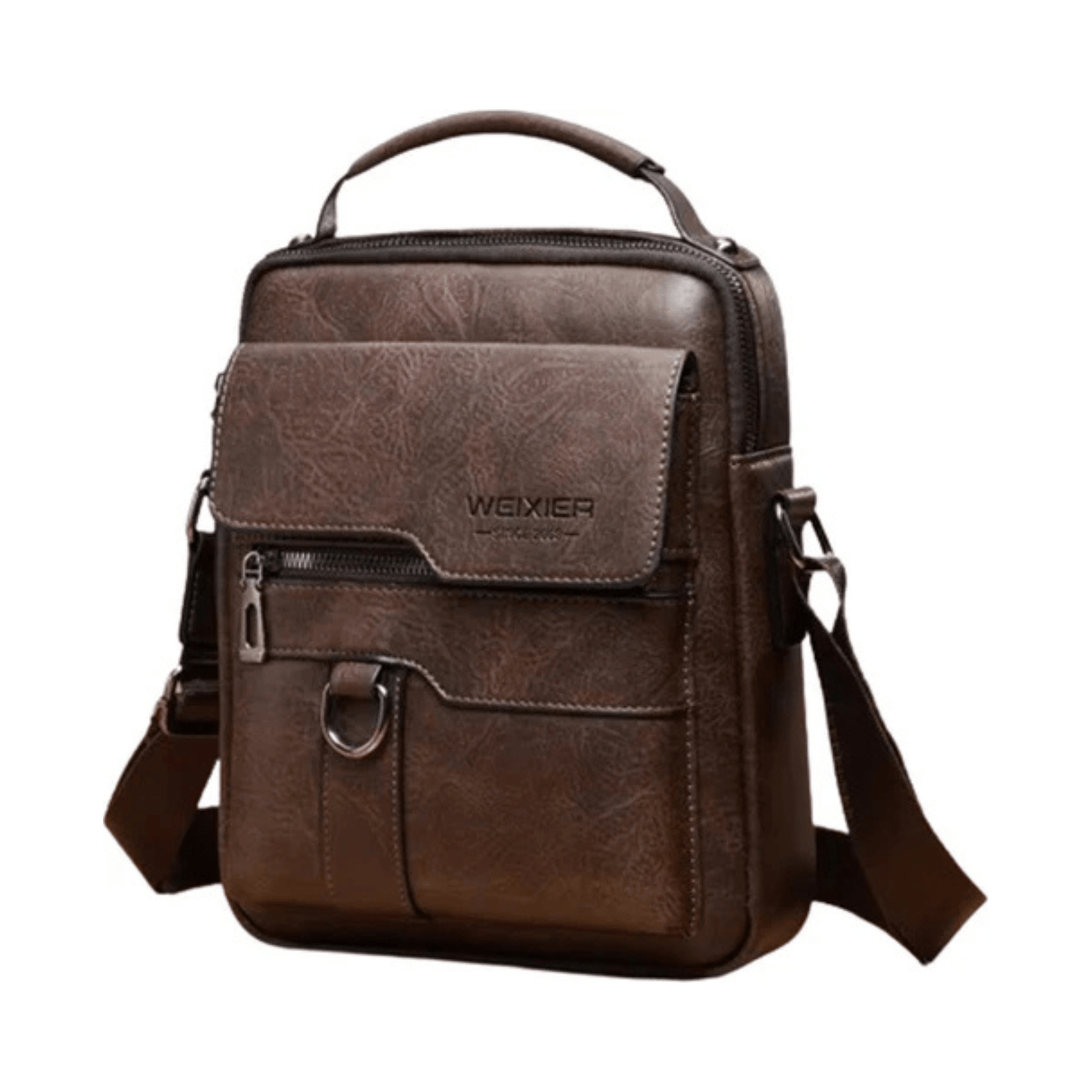 CarryQuest® - Schoudertas - Heren - PU - Leer - Stijlvol - Reizen - Donker Bruin