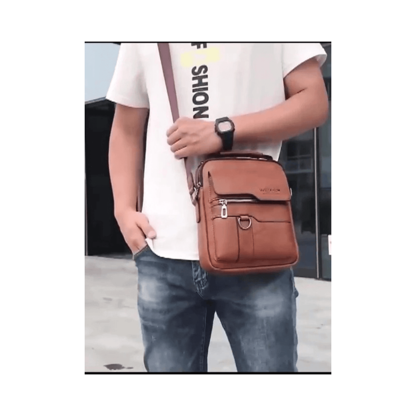 CarryQuest® - Schoudertas - Heren - PU - Leer - Stijlvol - Reizen - Donker Bruin