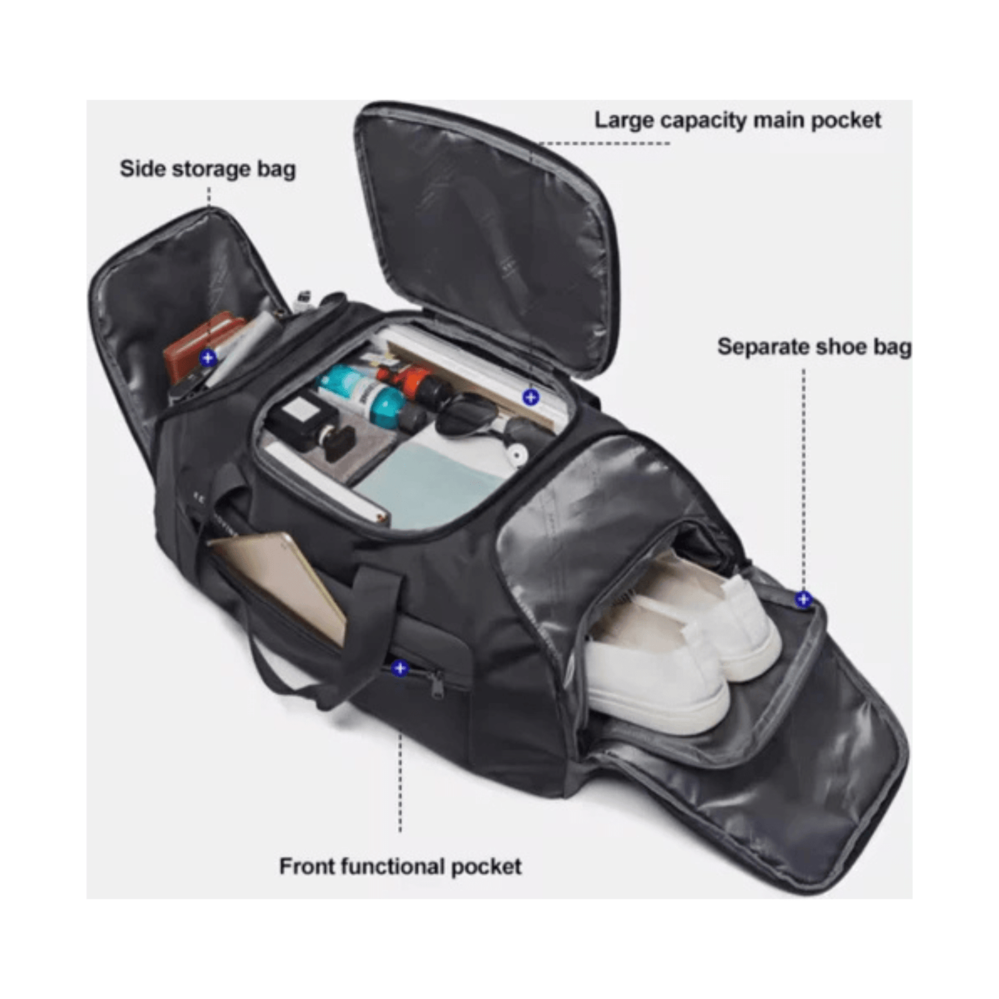 CarryQuest® - Sporttas - Sporttassen - Waterdicht - Oxford - Comfortabel - Ruim - Ritssluitingen - Stijlvol - ZwartCarryQuestsimple