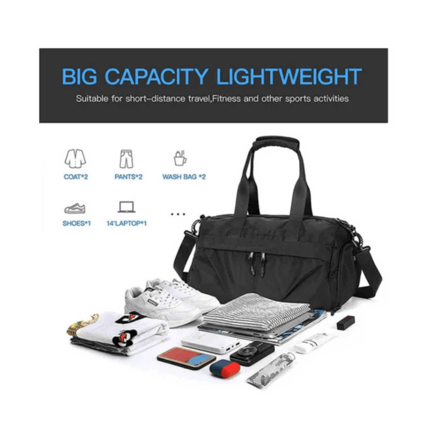 CarryQuest® - Sporttas - Waterdichte Sporttas Gym - ZwartCarryQuestsimple
