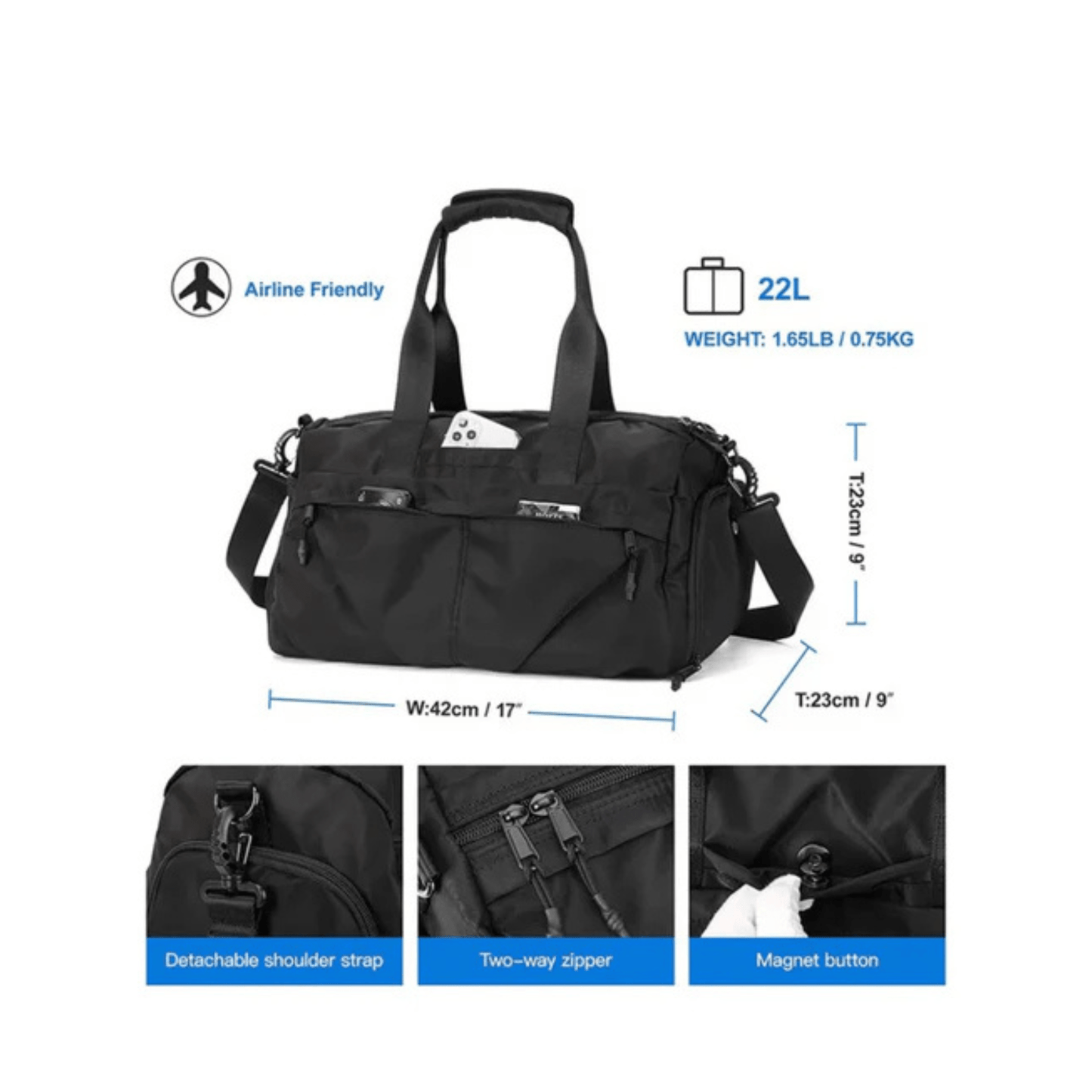 CarryQuest® - Sporttas - Waterdichte Sporttas Gym - ZwartCarryQuestsimple