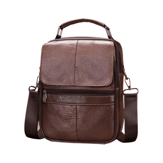 CarryQuest® - Stijlvol & Praktisch - Verstelbare Schouderband - Echt Leder - Koffie