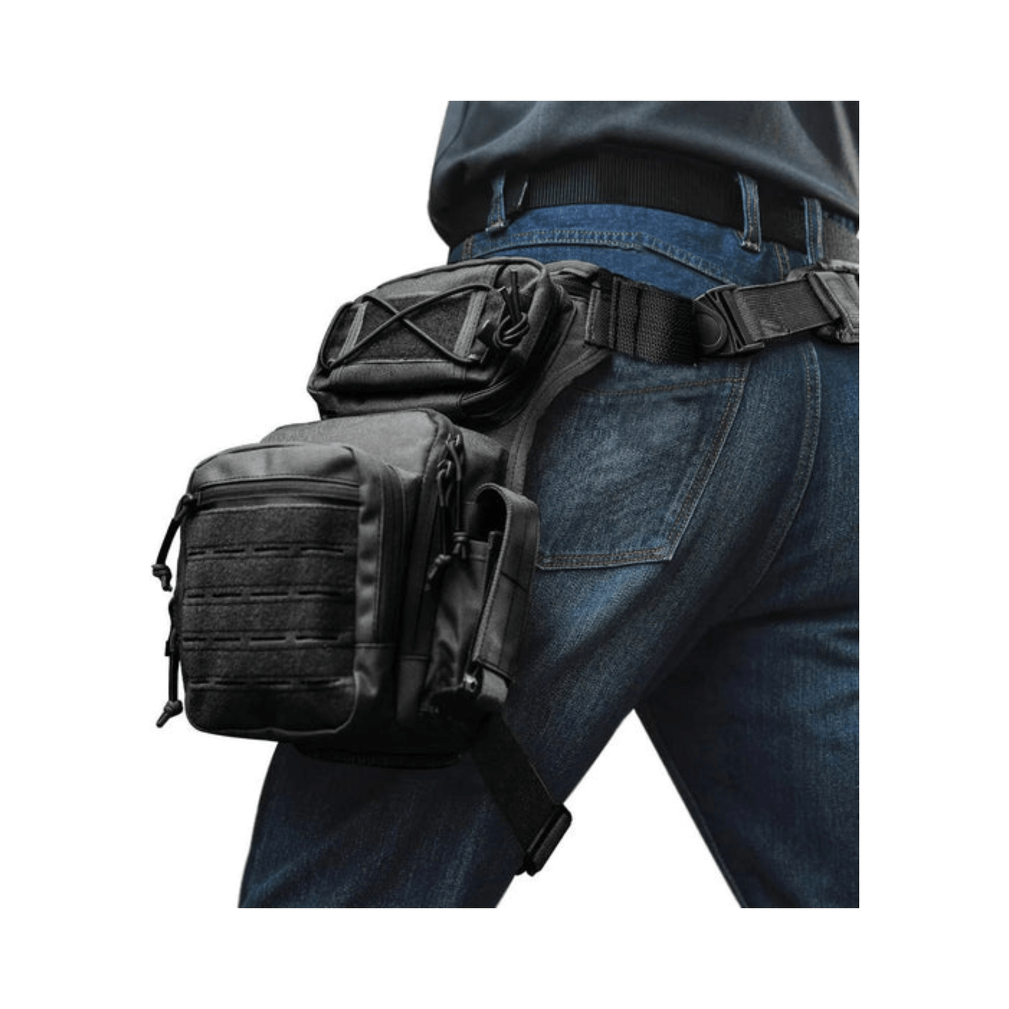 CarryQuest® - Tactische Beentas - Duurzaam Nylon - Verstelbare Gereedschapsriem - Outdoorliefhebbers - Zwart