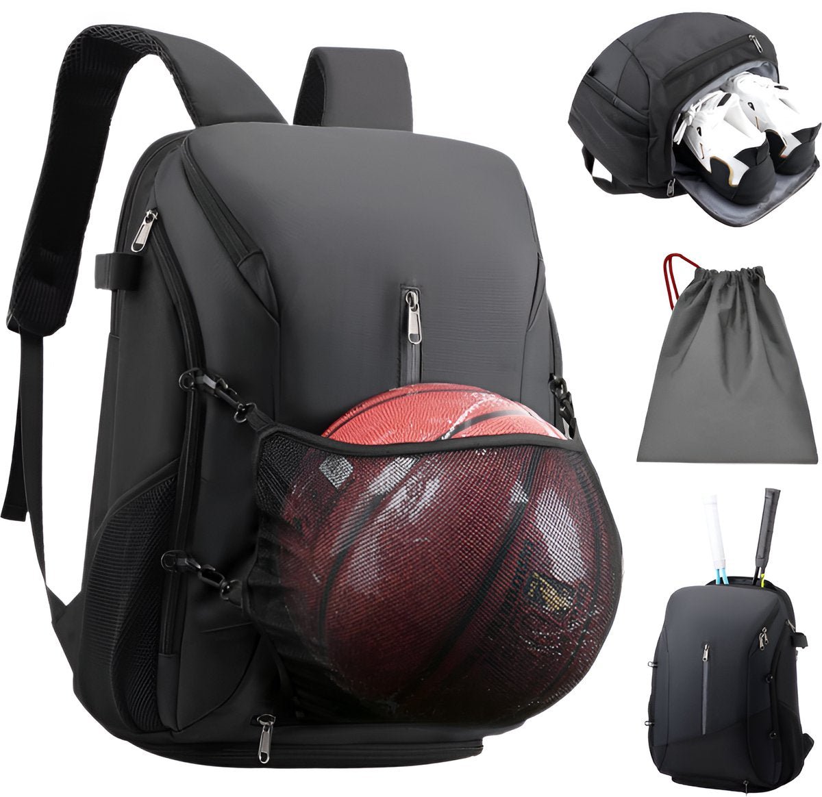 CarryQuest® - Tennisrugzak - Voetbalrugzak - Basketbalrugzak - ZwartCarryQuestsimple