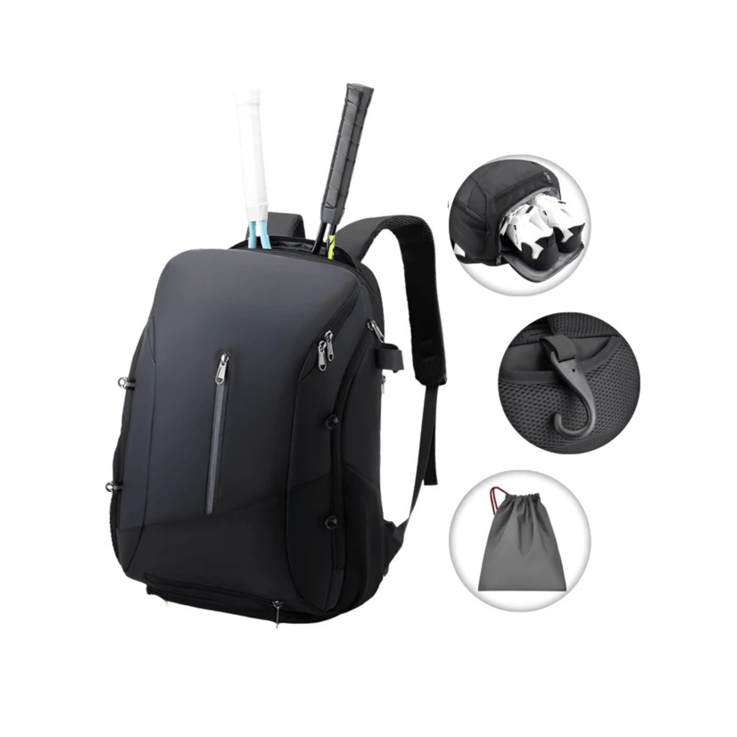 CarryQuest® - Tennisrugzak - Voetbalrugzak - Basketbalrugzak - ZwartCarryQuestsimple