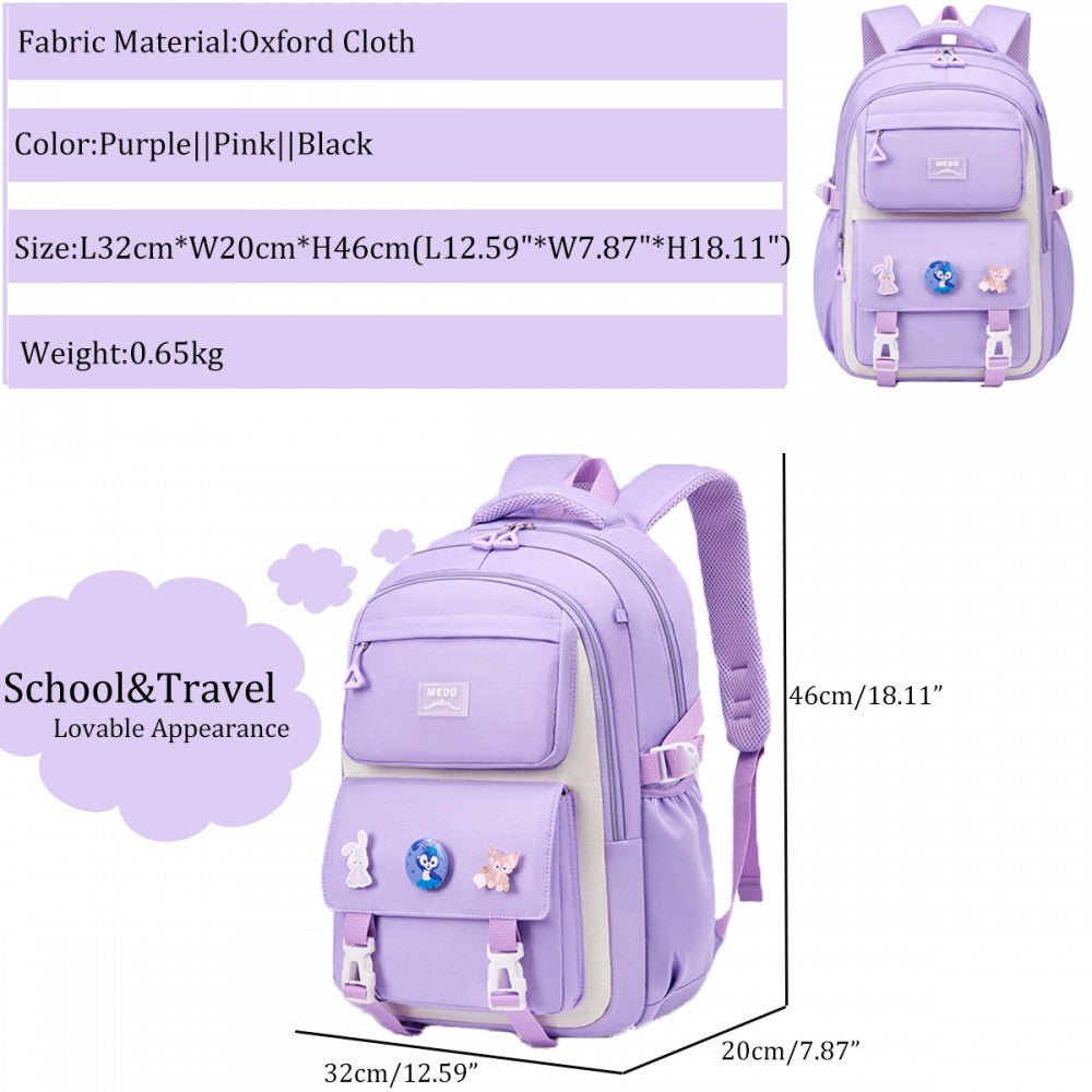 CarryQuest® Trendy Laptoprugzak - Simpele Print - Perfect voor Tienermeisjes - 30x15x45 cmCarryQuestSchool RugzakDone
