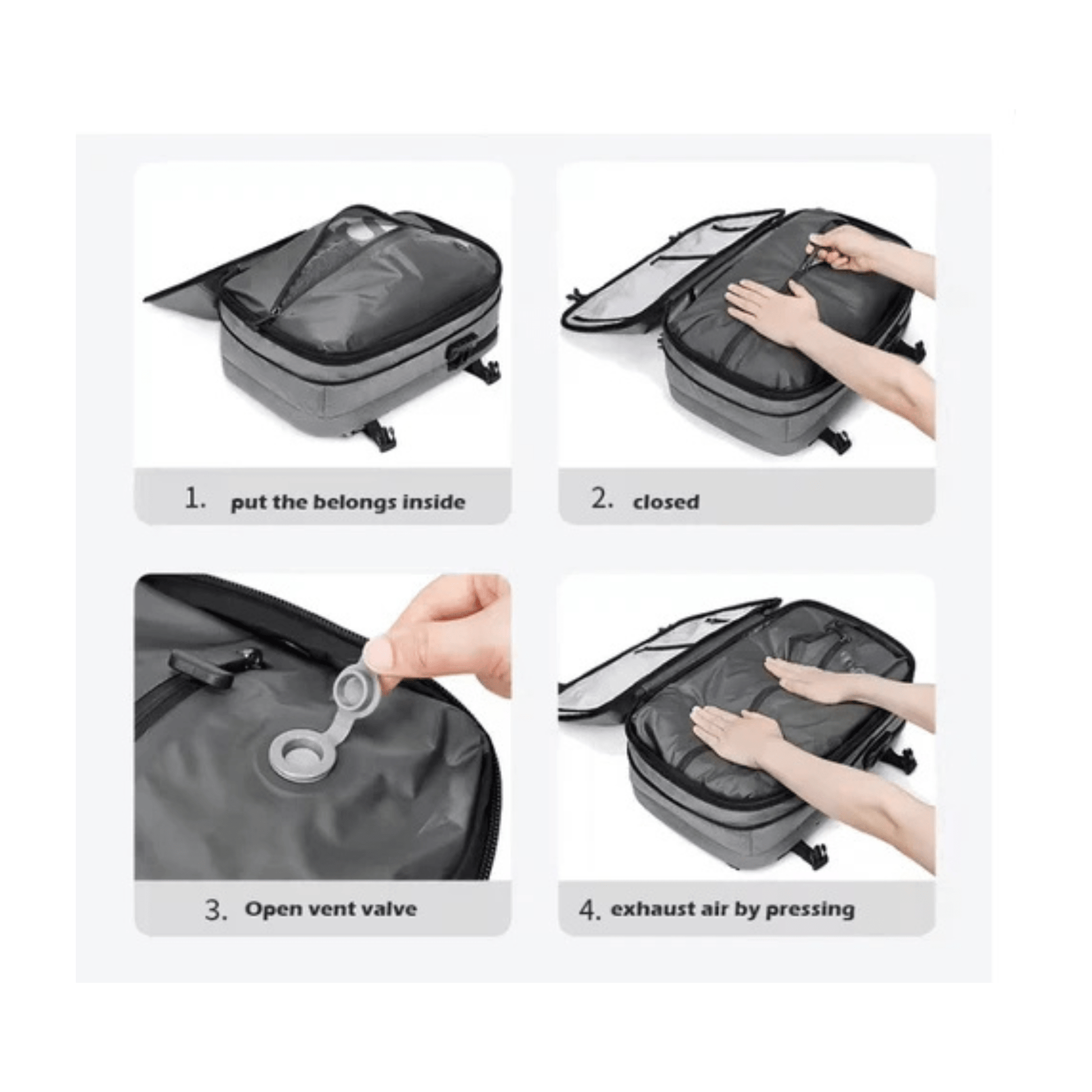 CarryQuest® - Vacuum Rugzak Pro1 - Inclusief Pomp - Donker Grijs