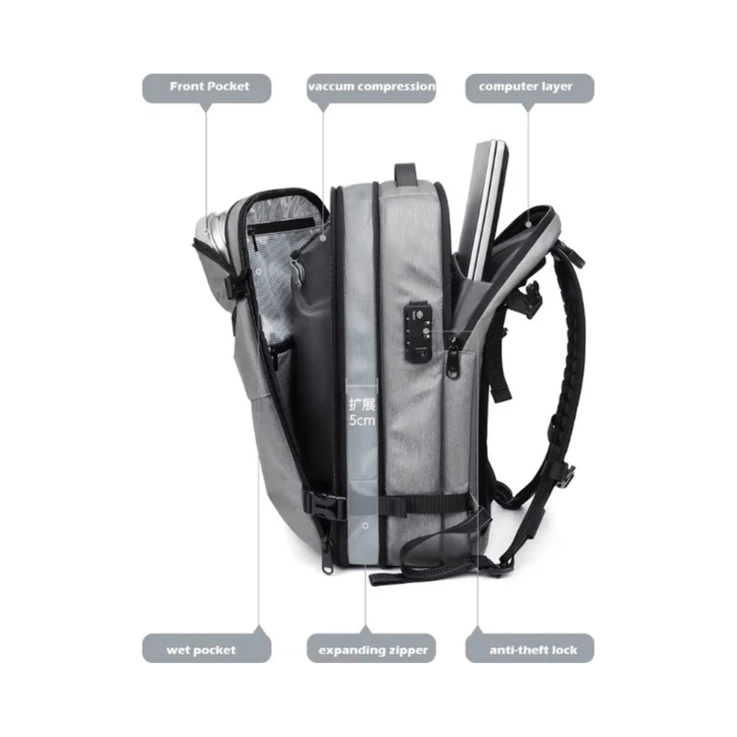 CarryQuest® - Vacuum Rugzak Pro1 - Grijs
