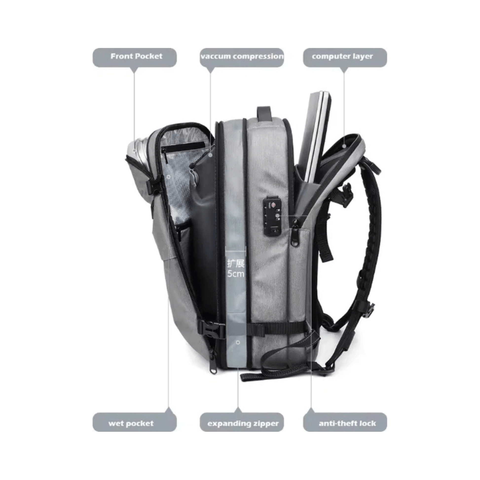 CarryQuest® - Vacuum Rugzak Pro1 - Grijs