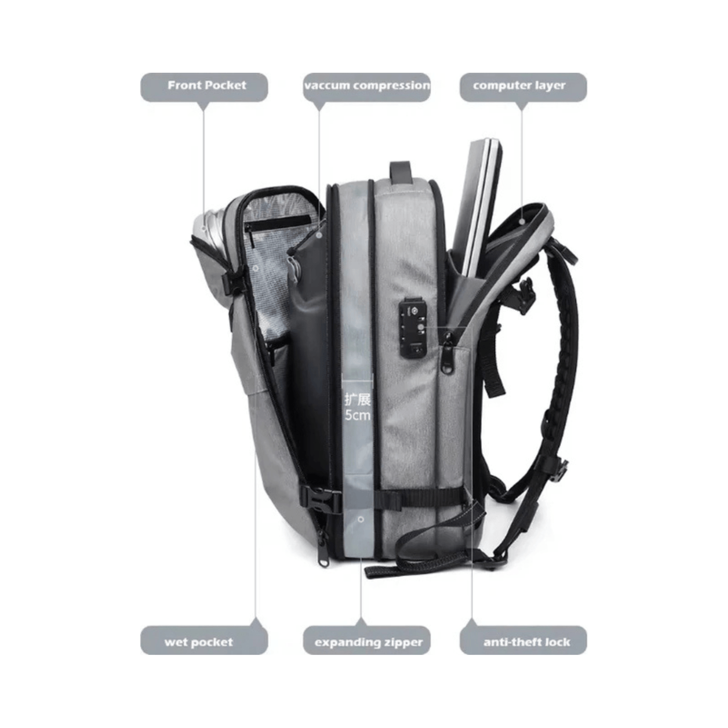 CarryQuest® - Vacuum Rugzak Pro1 - Incl. Pomp - Grijs