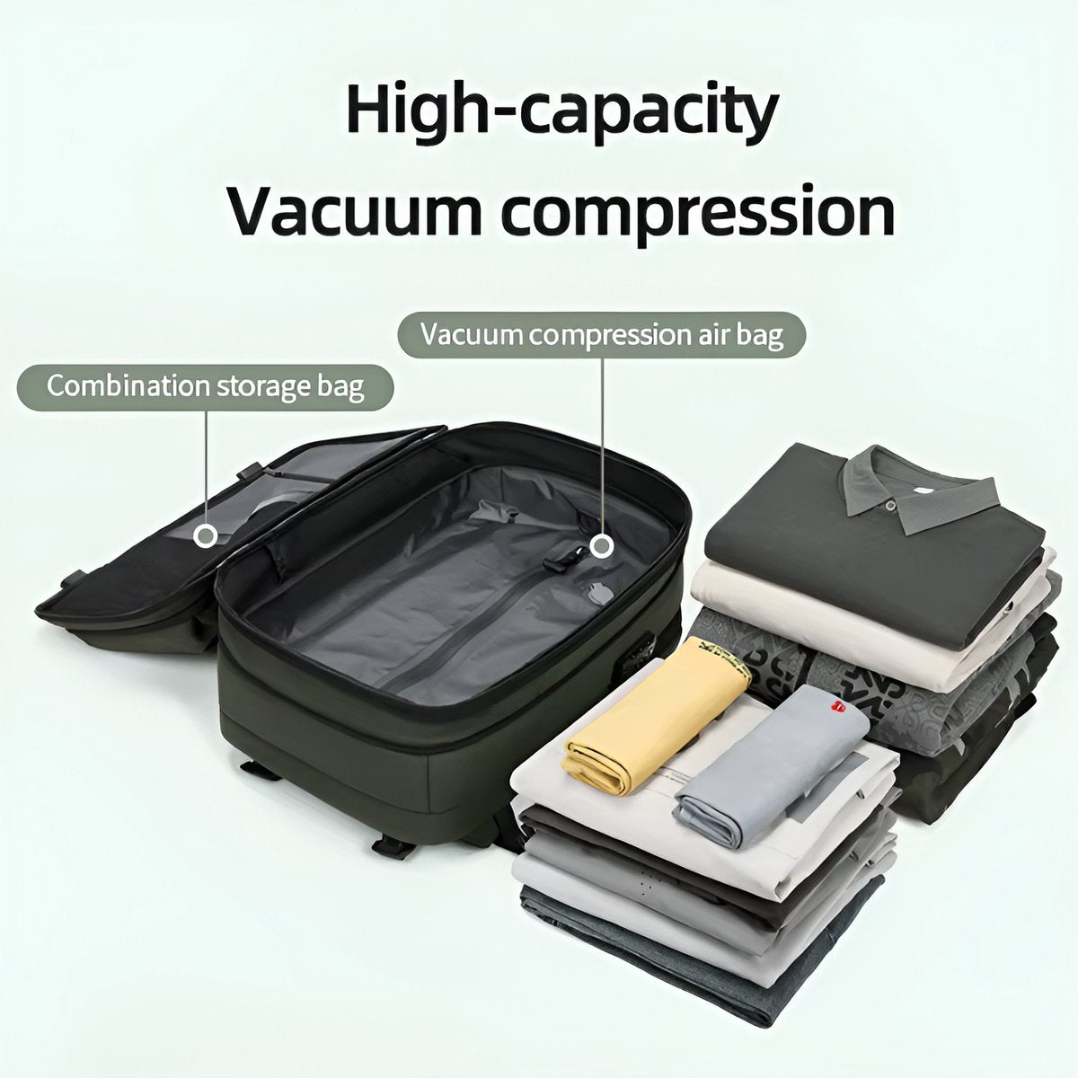 CarryQuest® - Vacuum Rugzak Pro2 - Inclusief Pomp - Groen