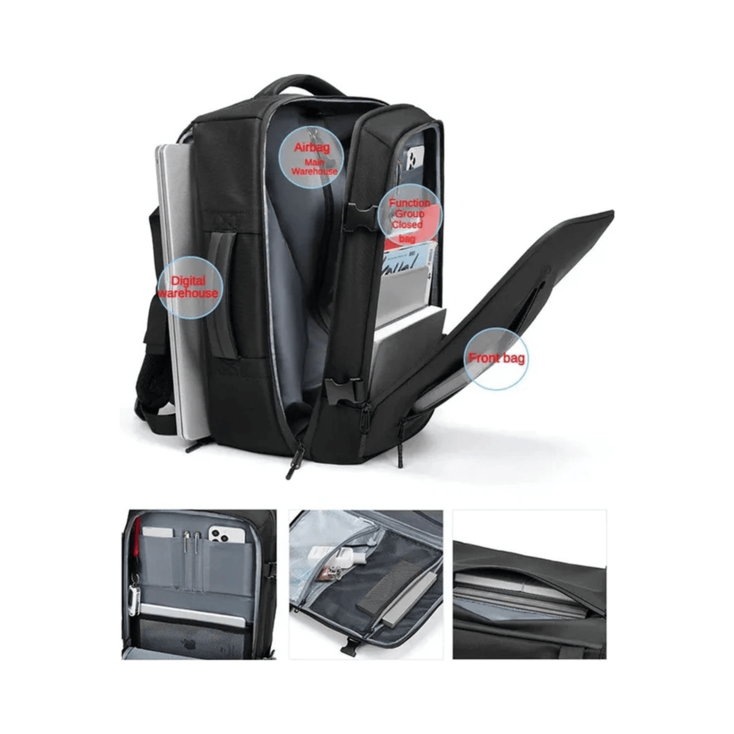 CarryQuest® - Vacuum Rugzak RZ/TX - Incl. Pomp - Zwart