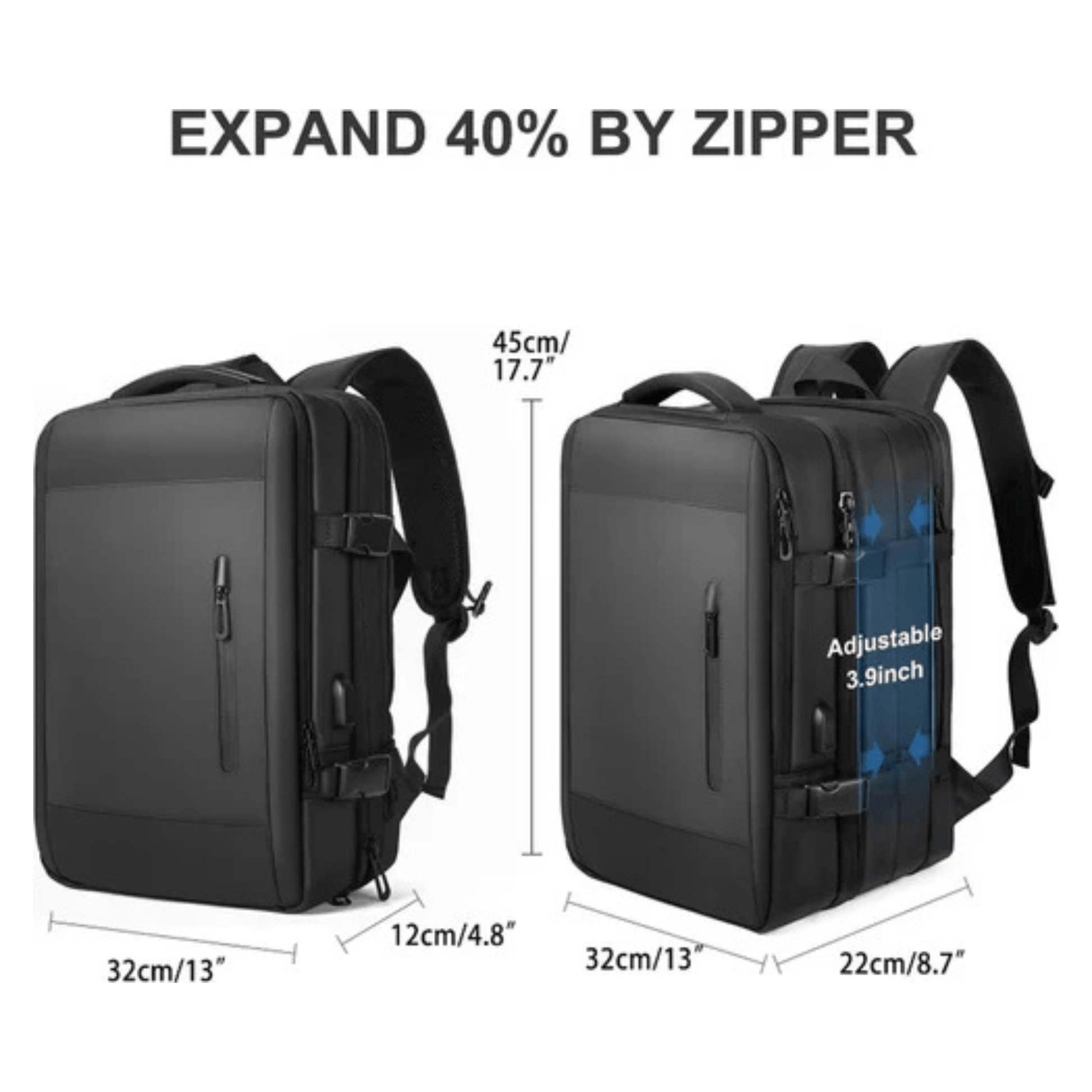 CarryQuest® - Veelzijdige en stijlvolle unisex reis - /weekendtas rugzak - USB - uitgang - 17 inch laptopvak - Grijs