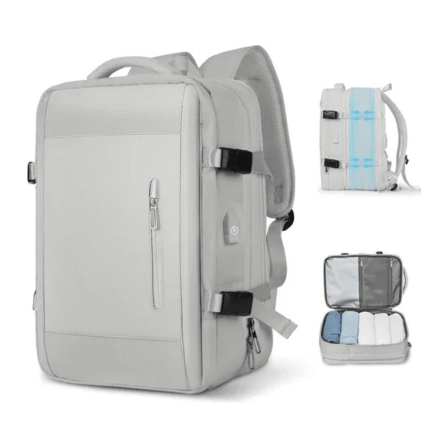 CarryQuest® - Veelzijdige en stijlvolle unisex reis - /weekendtas rugzak - USB - uitgang - 17 inch laptopvak - GrijsCarryQuestsimple