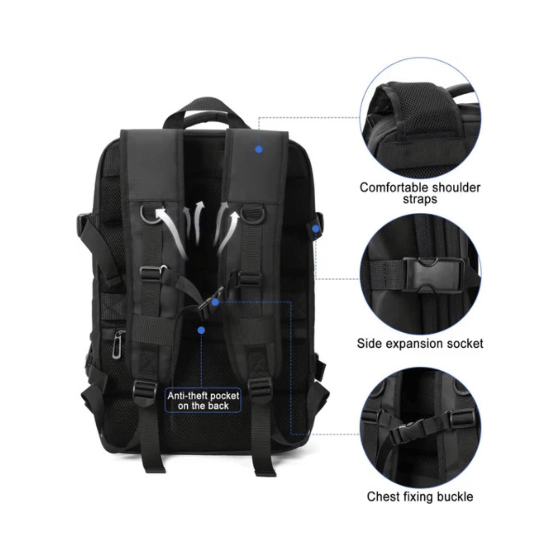 CarryQuest® - Veelzijdige en stijlvolle unisex reis - /weekendtas rugzak - USB - uitgang - 17 inch laptopvak - Grijs