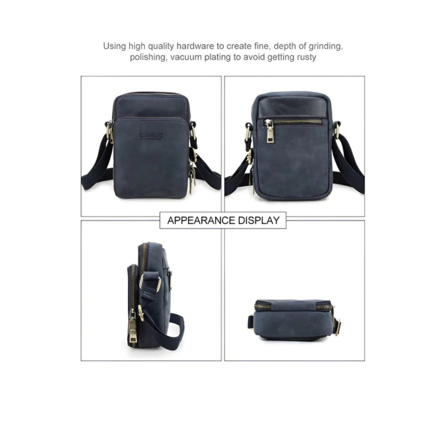 CarryQuest® - Vintage Echt Lederen Schoudertas Heren - Handtas - Verstelbaar - DonkerblauwCarryQuestsimple
