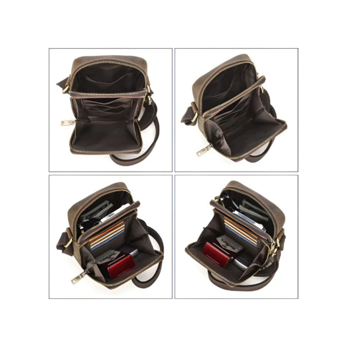 CarryQuest® - Vintage Echt Lederen Schoudertas Heren - Handtas - Verstelbaar - LegergroenCarryQuestsimple