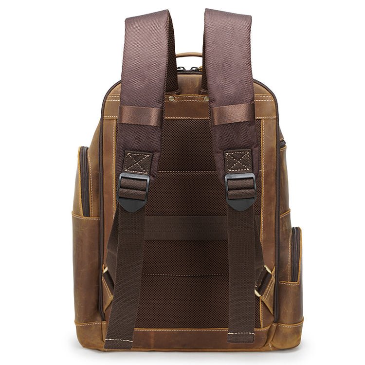 CarryQuest® Vintage Leer Backpack - 20 - 35 Liter - Laptop 15,6" - Rijk Bruin/Donkerbruin - Waterafstotend - USB OplaadpoortCarryQuest®simpleNiet Klaar