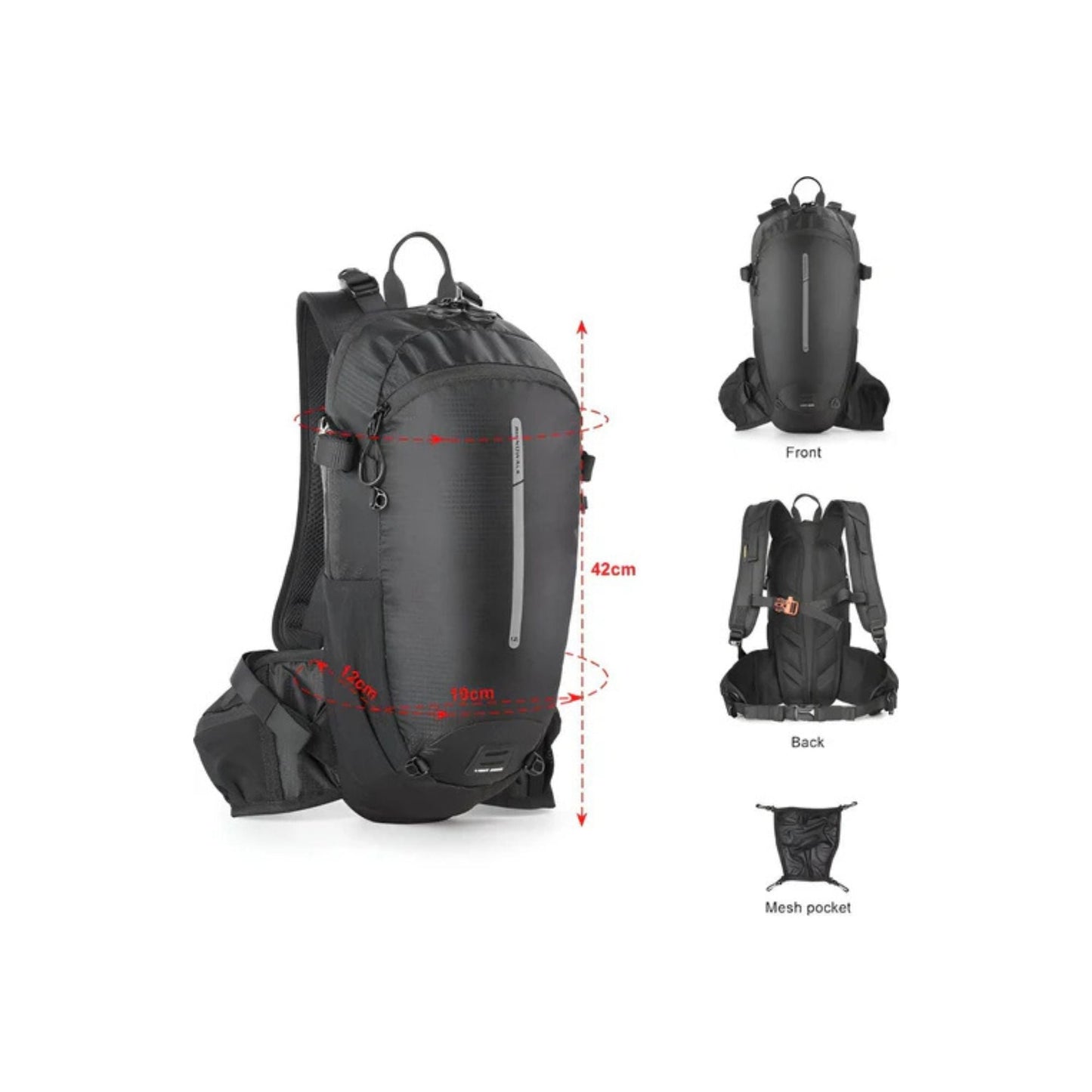 CarryQuest® - Wandel Rugzak 12L - Waterdicht - Backpack Fietsen - Waterzak - ZwartCarryQuestsimple