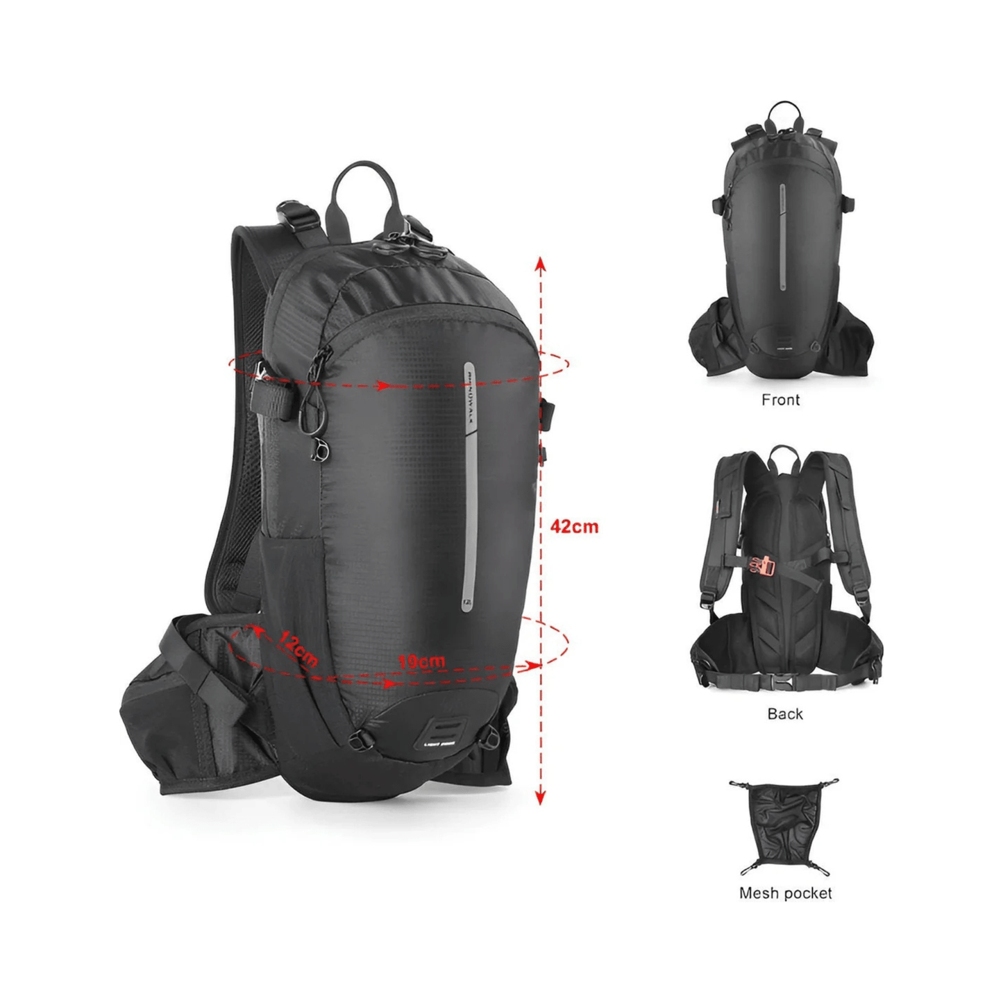 CarryQuest® - Wandel Rugzak 12L - Waterdicht - Backpack Fietsen - Waterzak - ZwartCarryQuestsimple