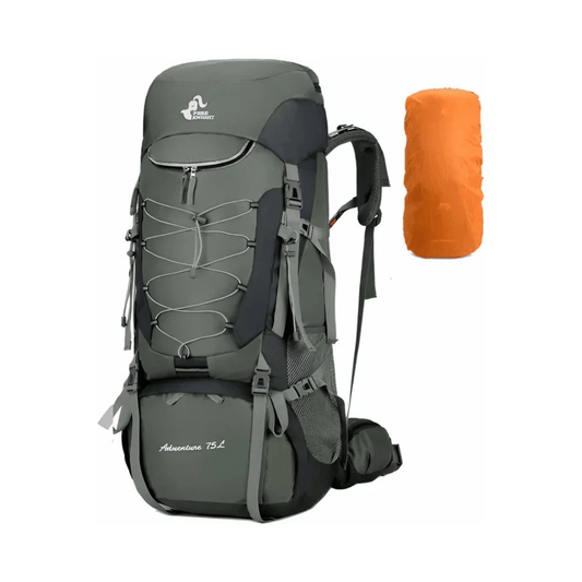 CarryQuest® - wandelrugzak - 75L Camping - Hiking Rugzak – Waterbestendig - Lichtgewicht - Grijs