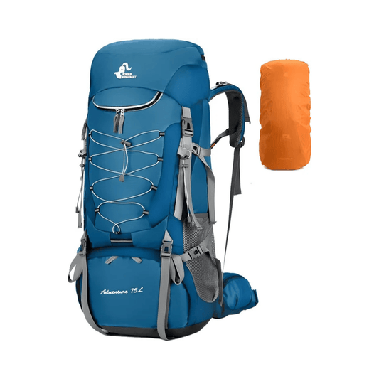 CarryQuest® - wandelrugzak - 75L Camping - Hiking Rugzak – Waterbestendig - Lichtgewicht - Licht Blauw
