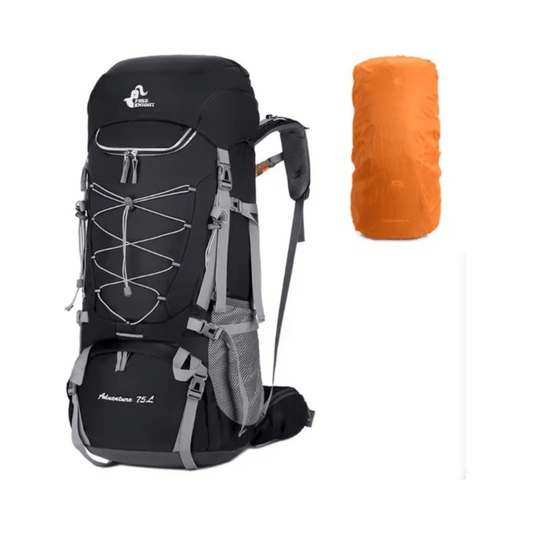 CarryQuest® - wandelrugzak - 75L Camping - Hiking Rugzak – Waterbestendig - Lichtgewicht - Zwart